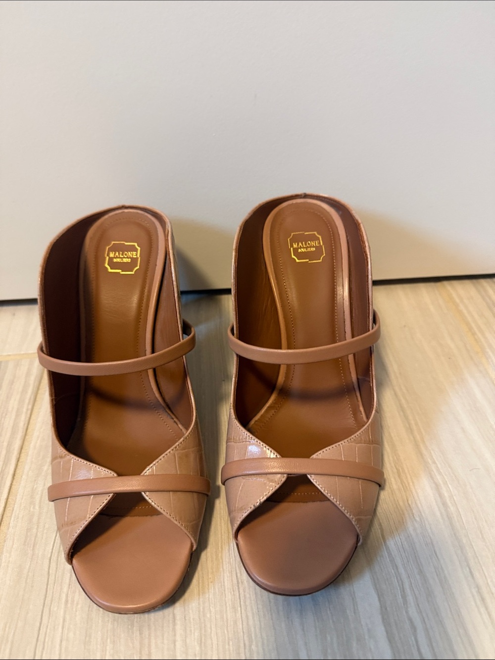 Malone Souliers Norah 70 Croc Embossed leather mules